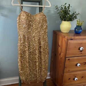 Vintage Jacqueline Ferrar Gold Sequined Cocktail Dress